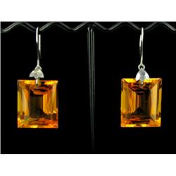 71.35ct Ornate Earring Rectangle Cut Golden Yellow Citrine  (JEW-1580)