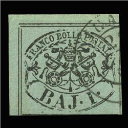 1852 RARE Italy Roman States 1b Postal Stamp Hi Grade (STM-0183)