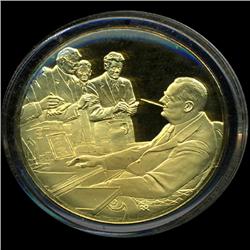 .75oz Franklin Mint PR70 DCAM 24k plated Sterling Silver Round History of the American Presidency F.