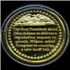 Image 2 : .75oz Franklin Mint PR70 DCAM 24k plated Sterling Silver Round History of the American Presidency J.