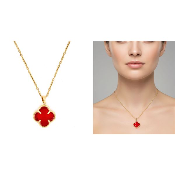 18kt LuxuriousG.P./Stainless Steel Necklace/4 Leaf