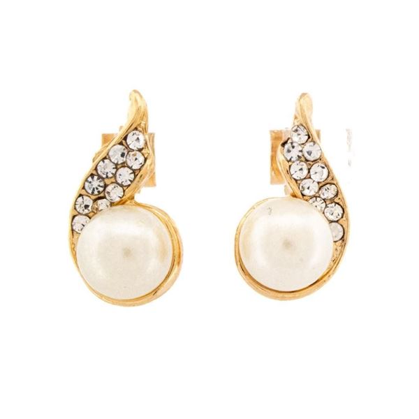 Lingna 18kt Oro Laminado Pearl Stud Earrings w/ Ge