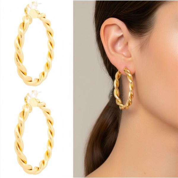 Lingna 18kt Oro Laminado Solid Barley twist Design