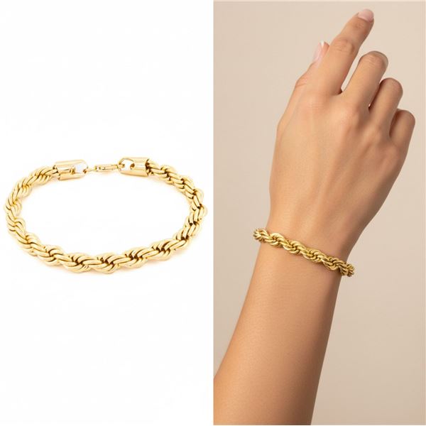 18kt Oro Laminado 6mm Rope Style Bracelet 20cm