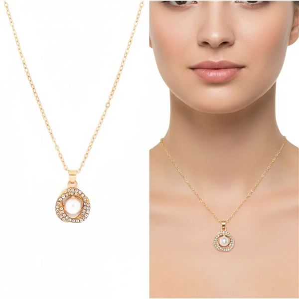 18kt Luxurious G.P. Necklace w/ Pearl Pendant