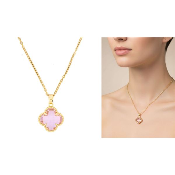 18kt LuxuriousG.P./Stainless Steel Necklace/4 Leaf