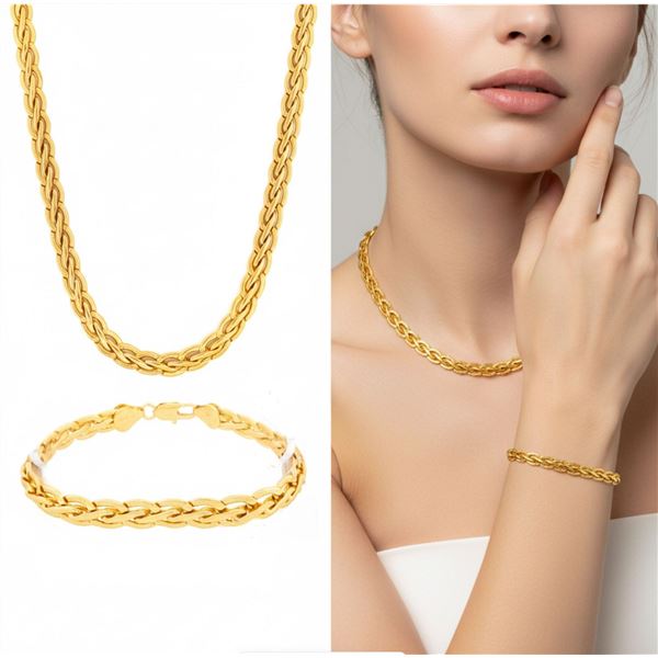 Lingna 18kt-24kt Oro Laminado Necklace & Bracelet