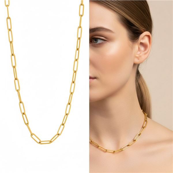 18kt Luxurios G.P. Paper Clip Link Necklace 18"