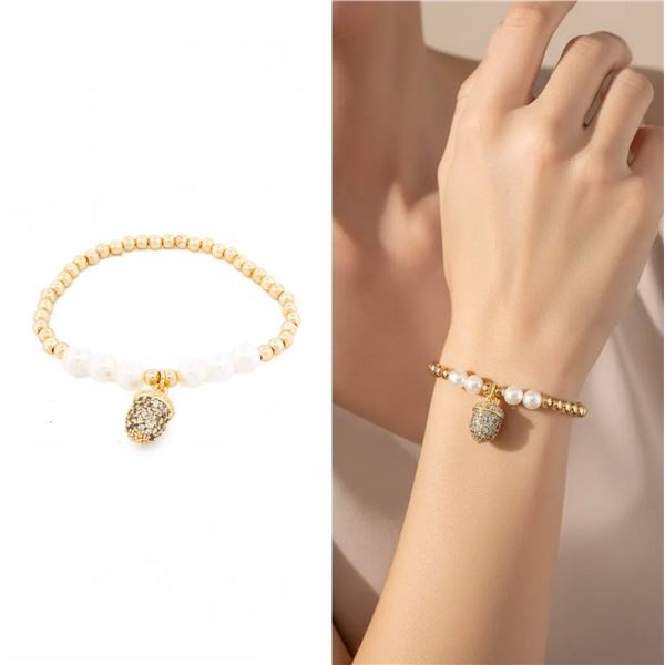18kt Gold Layered Oro Laminado Flex Bead & Pearl B