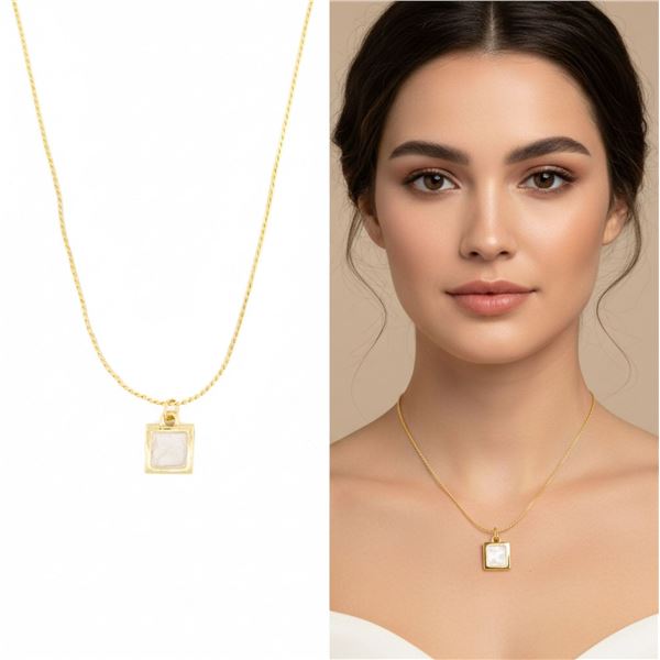18kt Luxurious G.P. Necklace w/ Square Mother of P