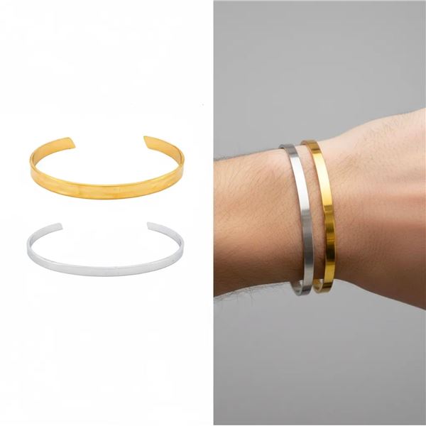 Set 2 Bangle Cuff Bracelets - Open - 18kt G.P. & S