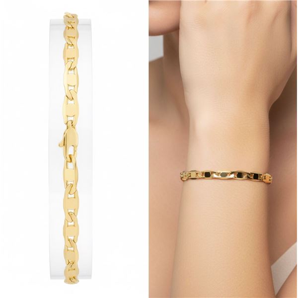 18kt BGO Flat Link Style Bracelet  8" (9 Grams)