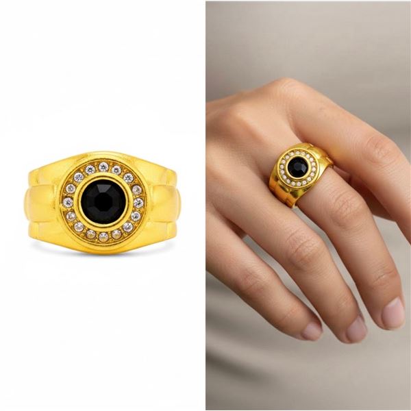 18kt Luxurious G.P.Nugget Style Ring w/ Bezel Set