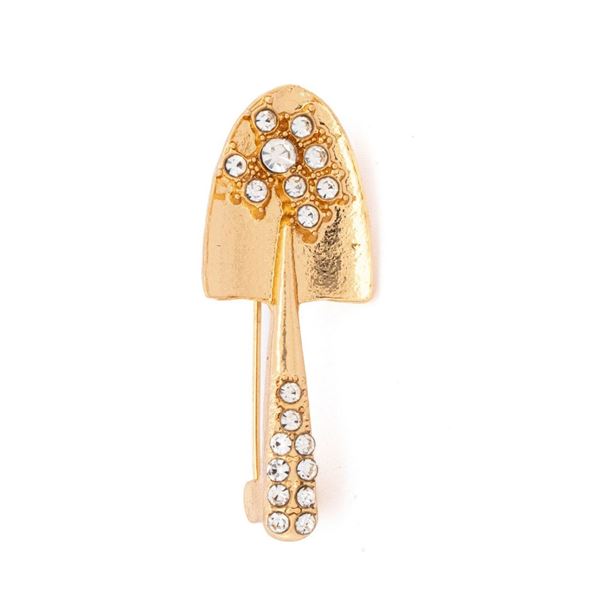 Luxurious 18kt G.P. Spade Shovel W/ Gemstones Lape