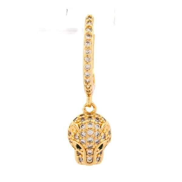 18kt Oro Laminado Hoop Earrings w/ Drop Panther He