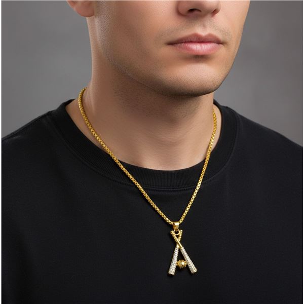 Luxurius 24kt G.P. Necklace - Baseball Bats & Ball