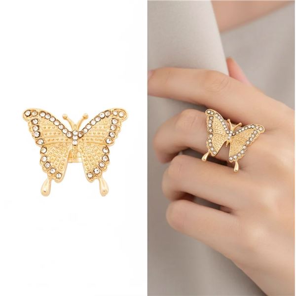 Luxurious 18kt G.P. Butterfly Ring Adjustable - Ge