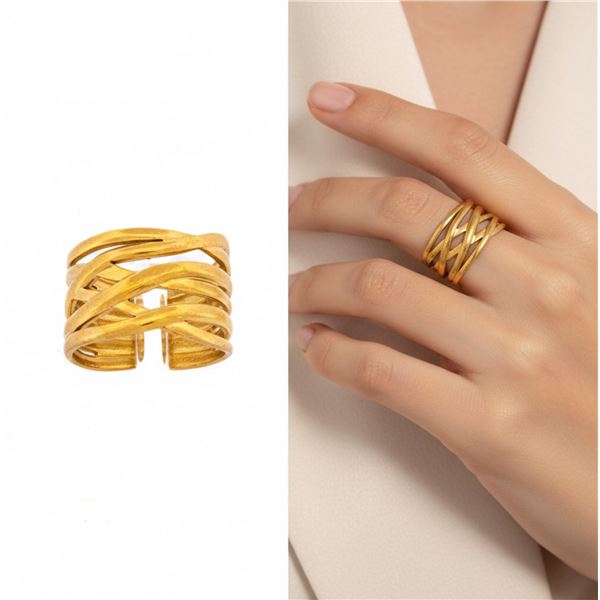 Luxurious 18kt G.P. Abstract Design Ring Adjustabl