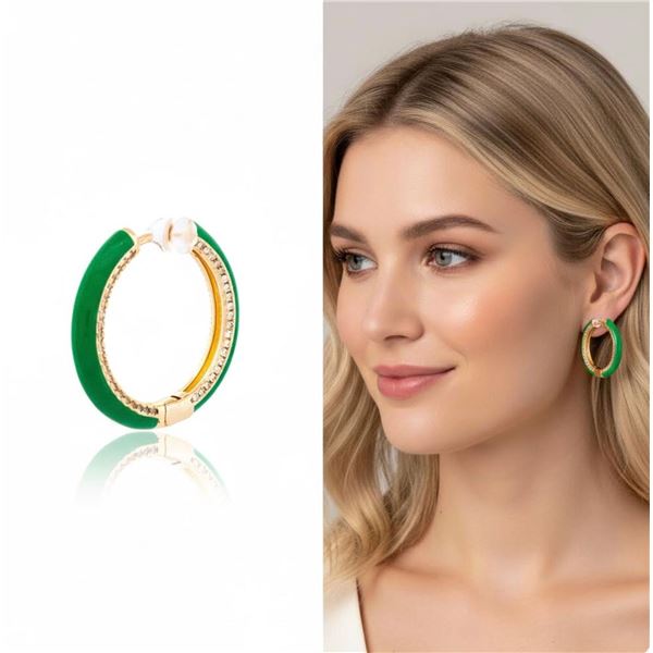 18kt Gold-Overlay Oro Laminado Hoop Earrings accen