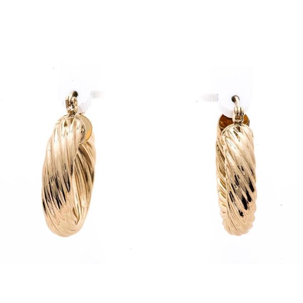 18kt Oro Laminado Chunky Rope Design Hoop Earrings