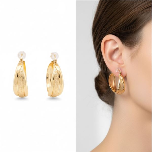18kt Gold Layered Oro Laminado Intertwined Hoop Ea