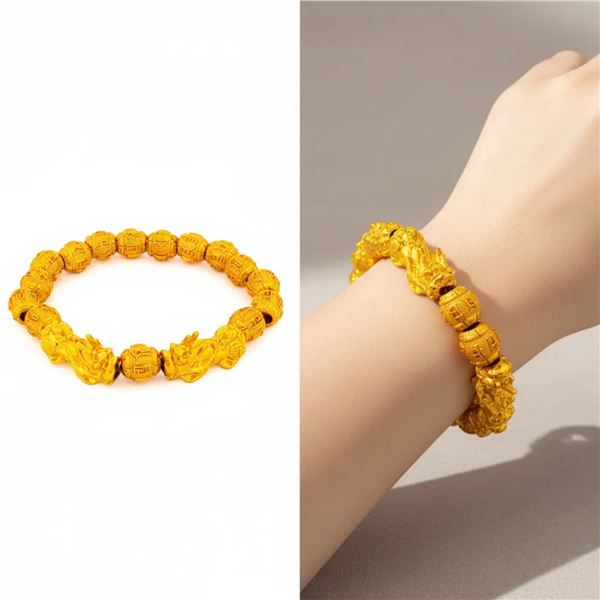 24kt G.P. Pixiu Lucky Feng Shui Bracelet 3D Techno