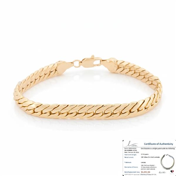 18kt Gold-Overlay Oro Laminado Herringbone-Style B