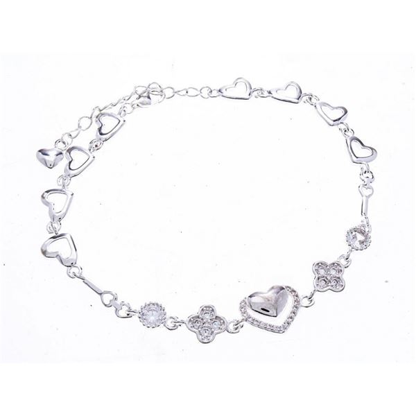 925 Sterling Silver Open Heart Design Bracelet (36