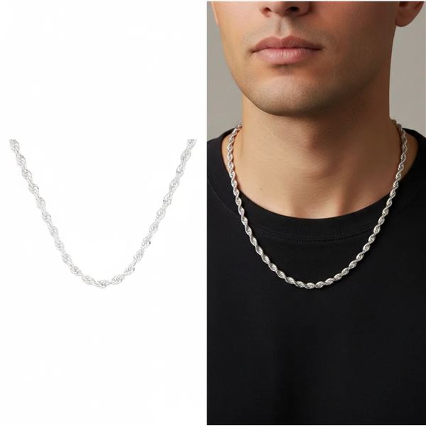 925 Sterling Silver  Rope Style 50cm Chain