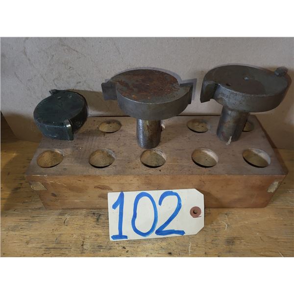 Racking of 3 Carbide Tipped T-Cutter 3" shank 1"1/8