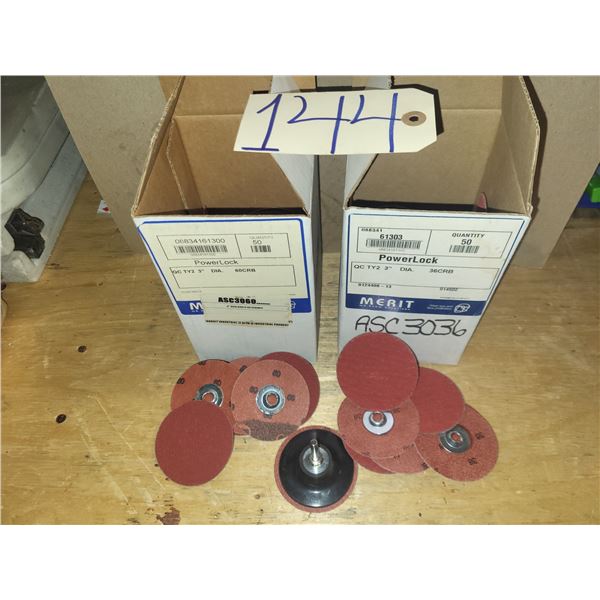 Set(2) of Box(5) of MERIT PowerLock Disc 3" Gr.36 & 60 with Mandrel