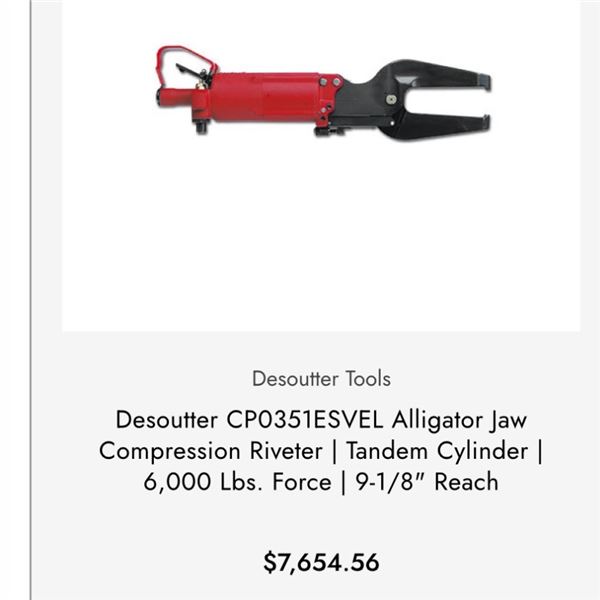 Riveteuse Alligator pneumatique / Riveter Desoutter CP0351ESVEL (description)