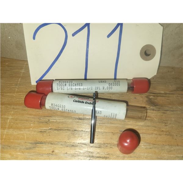 Set(2) of New Solid Carbide End Mill 3/32" shank 1/8" 2fl. R .030