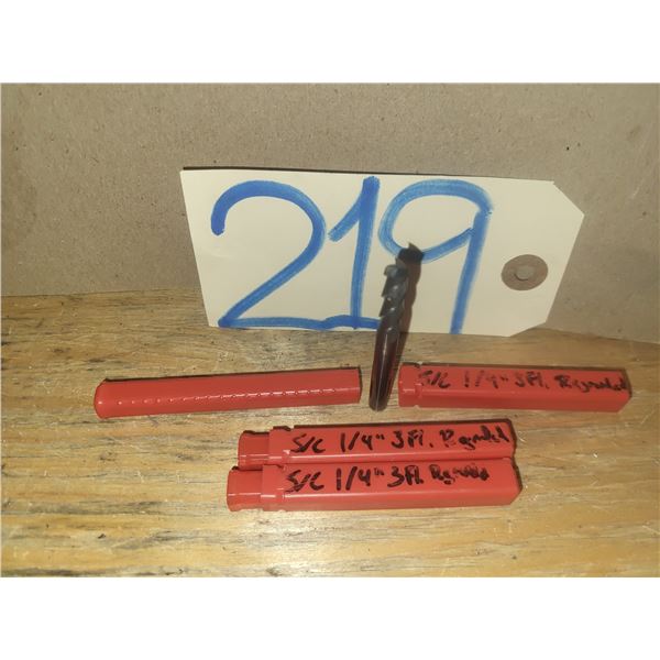 Lot(3) of Solid Carbide End Mill 1/4" 3fl. Regrinded Tip