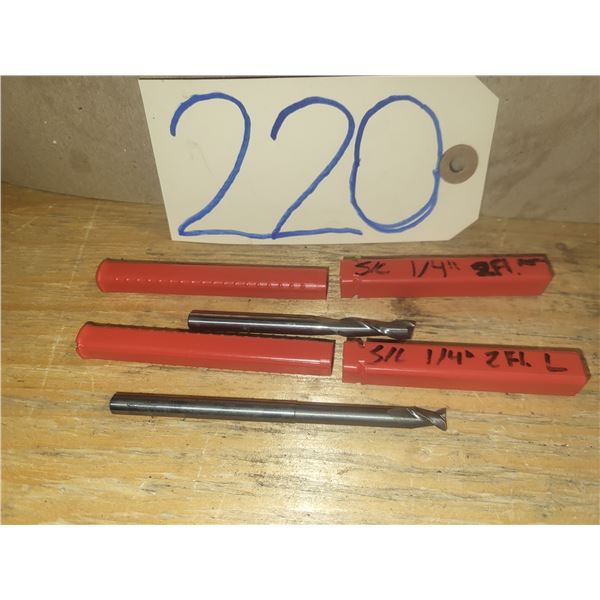 Set(2) of Solid Carbide Long & Regular End Mill 1/4" 2fl.