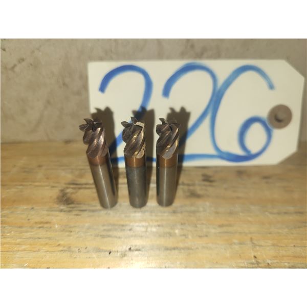 Lot(3) of Solid Carbide Stub End Mill 3/8" 5fl.