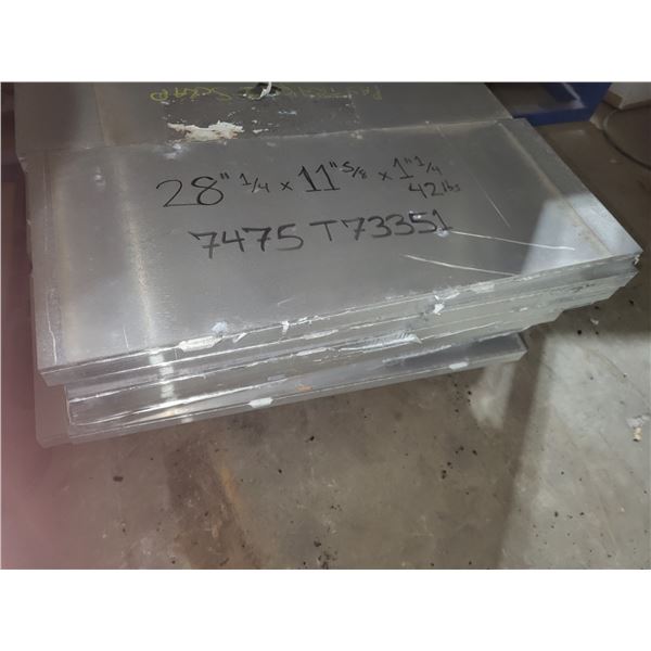 Lot(5) pf Aluminum Plate 28"1/4 x 11"5/8 x 1"1/4