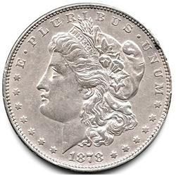 ONE OF THE FIRST 303 MORGANS EVER MINTED-1878 VAM-9 8 TAIL FEATHERS MORGAN SILVER DOLLAR-XF+