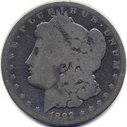 BETTER DATE 1892-CC MORGAN SILVER DOLLAR-CIRC