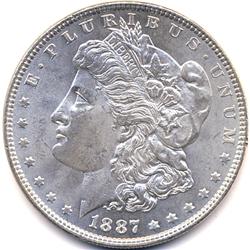 NICE 1887 MORGAN SILVER DOLLAR-MS 64