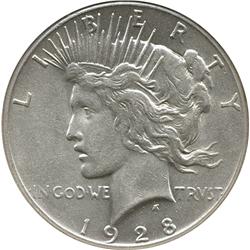 KEY DATE 1928 SILVER PEACE DOLLAR-CH BU+ MS63