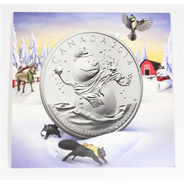 2014 1/4 OZ SNOWMAN #4 FINE SILVER $20 COIN