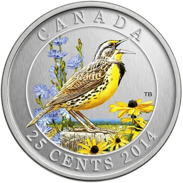 2014 25 CENT BIRDS OF CANADA EASTERN MEADOWLARK