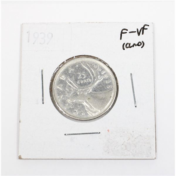 1939 CANADA 25 CENT SILVER COIN