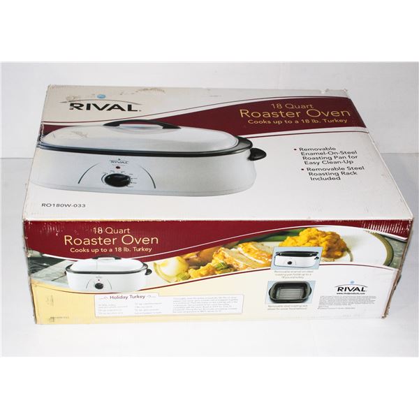 RIVAL 18 QUART ROASTER OVEN, NEW OPEN BOX