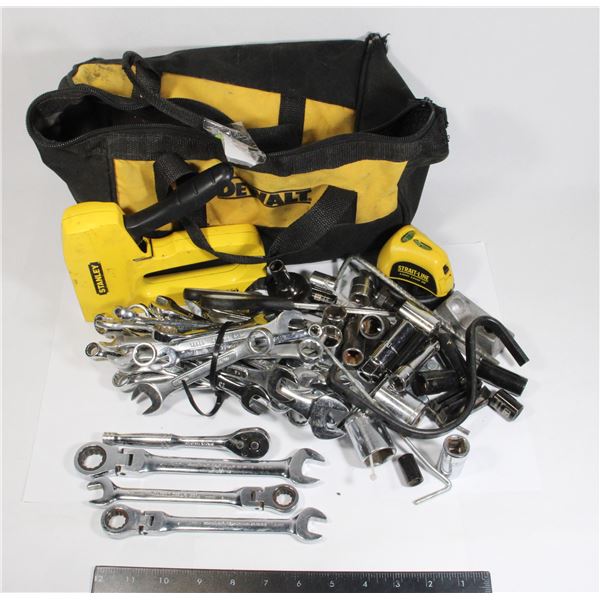 DEWALT TOOL BAG WITH MISC TOOLS
