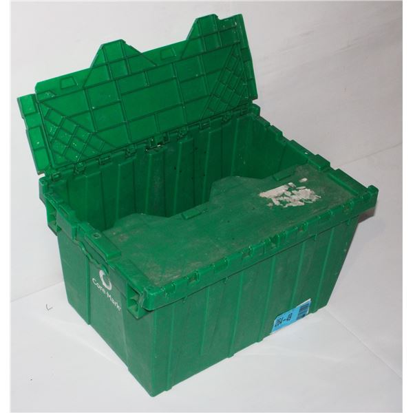 GREEN STORAGE TOTE WITH BUILT IN LID