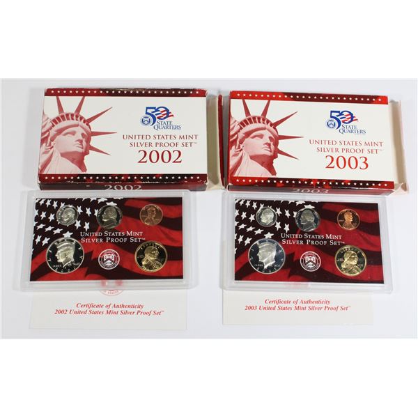 TWO USA INCOMPLETE SILVER PROOF SETS