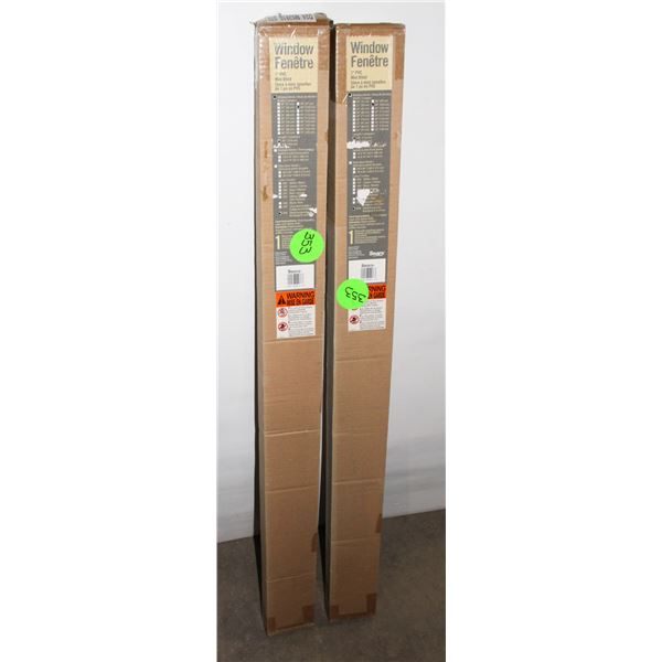 TWO SEARS 1" X 40" PVC MINI BLINDS. 45" LONG
