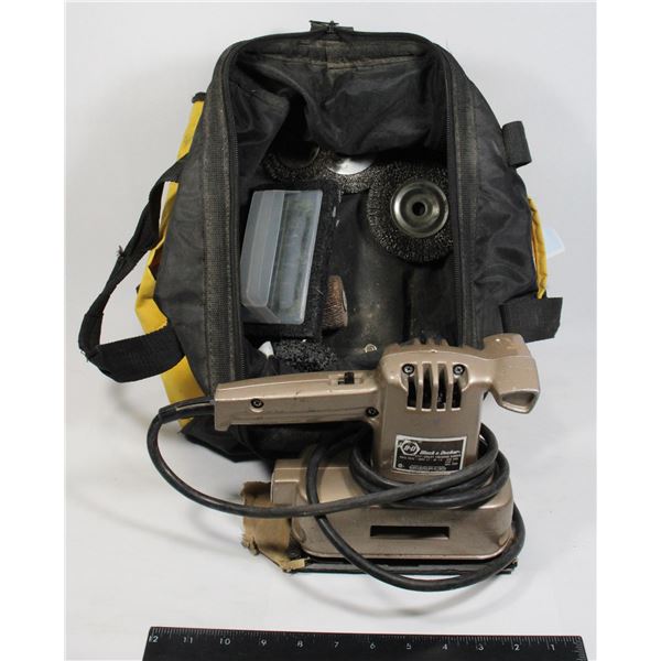 DEWALT TOOL BAG WITH SANDER, WIRE BRUSHES